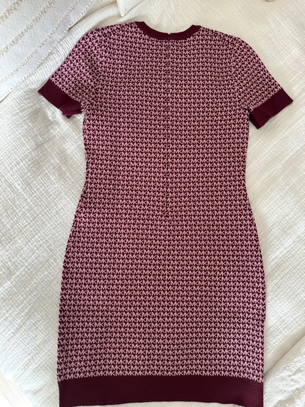 Michael Kors Burgundy and Pink Short-Sleeve Knit Logo Dress - Picture 5 of 7